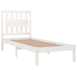 3103919 Bed Frame without Mattress White Solid Wood 90x200 cm