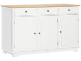 Sideboard with Rubber Wood Top, Modern Storage Cabinet, Kitchen Cupboard with Doors, Drawers and T3398P330527