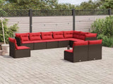 10 Piece Garden Sofa Set with Cushions Brown Poly Rattan 3217804