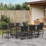 Garden Dining Set 9 pcs Black Poly Rattan 3365399