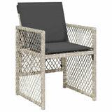 15 Piece Garden Dining Set with Cushions Light Grey Poly Rattan 3210875