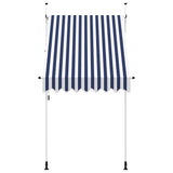 Manual Retractable Awning 150 cm Blue and White Stripes 43219