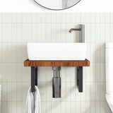 Basin Shelf Wall Mounted Steel and Solid Wood Oak 3302413