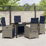 Garden Dining Set with Cushion 5 pcs Grey Poly Rattan 3380361