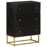 Chest of Drawers Black 55x30x76 cm Solid Wood Mango and Iron 372025
