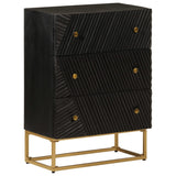 Chest of Drawers Black 55x30x76 cm Solid Wood Mango and Iron 372025