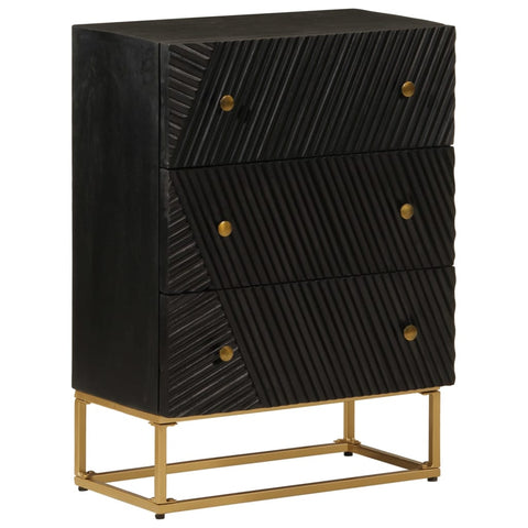 Chest of Drawers Black 55x30x76 cm Solid Wood Mango and Iron 372025
