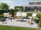 Garden lounge set, garden furniture set with comfortable cushions, double sofa, 2 armchairs and N606P239503A