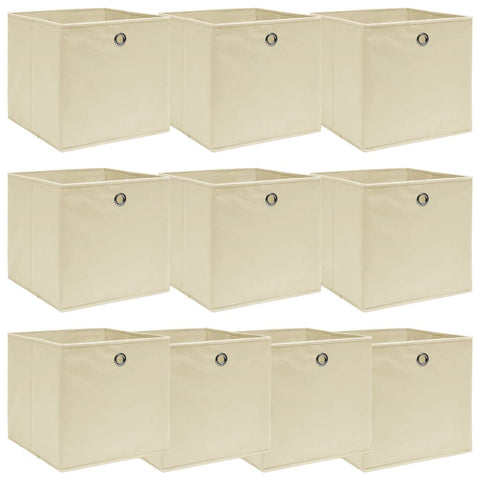 ZNTS Storage Boxes 10 pcs Cream 32x32x32 cm Fabric 288359