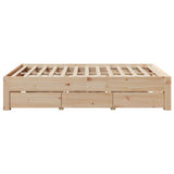 Bed Frame without Mattress with Drawers 150x200 cm King Size Solid Wood Pine 3308801
