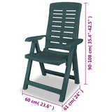 Reclining Folding Chairs 4 pcs Plastic Green 275069