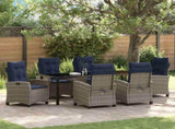 Garden Dining Set with Cushion 7 pcs Grey Poly Rattan 3380468