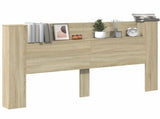 Storage Headboard with LED Sonoma Oak Engineered Wood 3418692