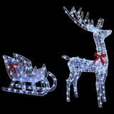 Reindeer Pull Sleigh Cold white 70 x 26 x 130 cm Acrylic 42019076
