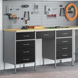 Work Cabinet with Drawer 3 pcs Black Engineered Wood and Steel 3321376