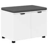 Hall Bench White 60 x 38 x 46 cm Engineered Wood and Fabric 891472