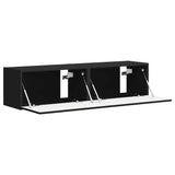 TV Wall Cabinet 2 pcs Black Engineered Wood 892192