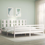 Bed Frame without Mattress White Super King Size Solid Wood 3194132