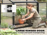 Polycarbonate Greenhouse with Hinged Door, Top Vent, Lean-to Green House, Walk-in Greenhouse, 4 x T3398P549947