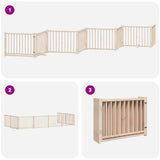 Dog Gate with Door Foldable 8 Panels 640 cm Poplar Wood 3155722