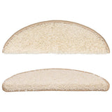 Stair Mats 15 pcs 56x17x3 cm Cream Half Round 133896