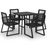 5 Piece Outdoor Dining Set PVC Rattan Black 3060214