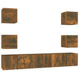 7 Piece TV Cabinet Set Smoked Oak Engineered Wood 3120242