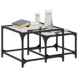 Nesting Coffee Tables 2 pcs with Transparent Glass Top Steel 845982