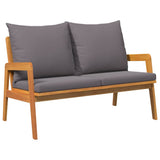 Bistro Set with Cushion 2 pcs Oil Natural Solid Acacia Wood 4106462