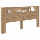 Storage Headboard with LED Artisan Oak Engineered Wood 3418697