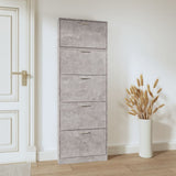 Shoe Cabinet Concrete Grey 59x17x169 cm Engineered Wood 342513
