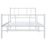 Metal Bed Frame without Mattress with Footboard White 100x200cm 352542