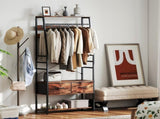 6-in-1 Industrial-Style Hallway Organiser - Brown/Black T3398P423863