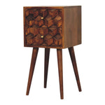 Mini Chestnut Cube 2 Drawer Bedside IN3288