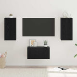 TV Cabinet Set Wall-mounted 3 pcs Black Oak Engineered Wood 3393169
