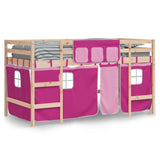Kids' Loft Bed with Curtains without Mattress Pink 80x200cm 3206957