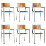 Outdoor Dining Set 7 pcs Solid Acacia Wood and Stainless Steel 3334792
