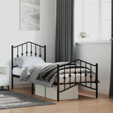 Metal Bed Frame without Mattress with Footboard Black 75x190cm 373797