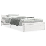 Bed Frame without Mattress White Solid Wood 90x190 cm Single Single 815010