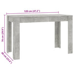 ZNTS Dining Table Concrete Grey 120x60x76 cm Engineered Wood 800436