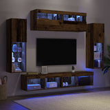 TV Cabinet Set Wall-mounted 6 pcs Old wood Engineered wood 3334380
