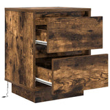 Bedside Cabinets with LED Lights 2 pcs Smoked Oak 38x34x50 cm 861292