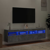 TV Wall Cabinets with LED Lights 2 pcs Concrete Grey 80x30x40 cm 837204