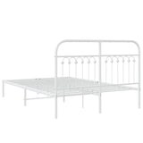 Metal Bed Frame without Mattress with Headboard White 135x190cm 376648