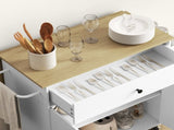 Rolling Kitchen Island with Drop Leaf, Kitchen Storage Cart with Drawer, Spice Rack and Towel Rack, T3398P378828