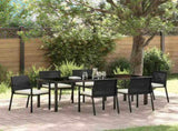 Garden Dining Set 7 pcs Black Powder-Coated Steel 3379252