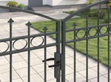 Fence Gate ASSEN 401 x 250 cm Steel Grey Lockable 42008945