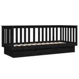 Day Bed without Mattress Black 90x190 cm Single Solid Wood Pine 821583