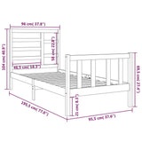 Bed Frame without Mattress White Solid Wood 90x190 cm Single 3105891