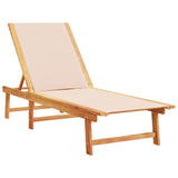 Sun Lounger Cream Solid Wood Acacia and Textilene 4008412